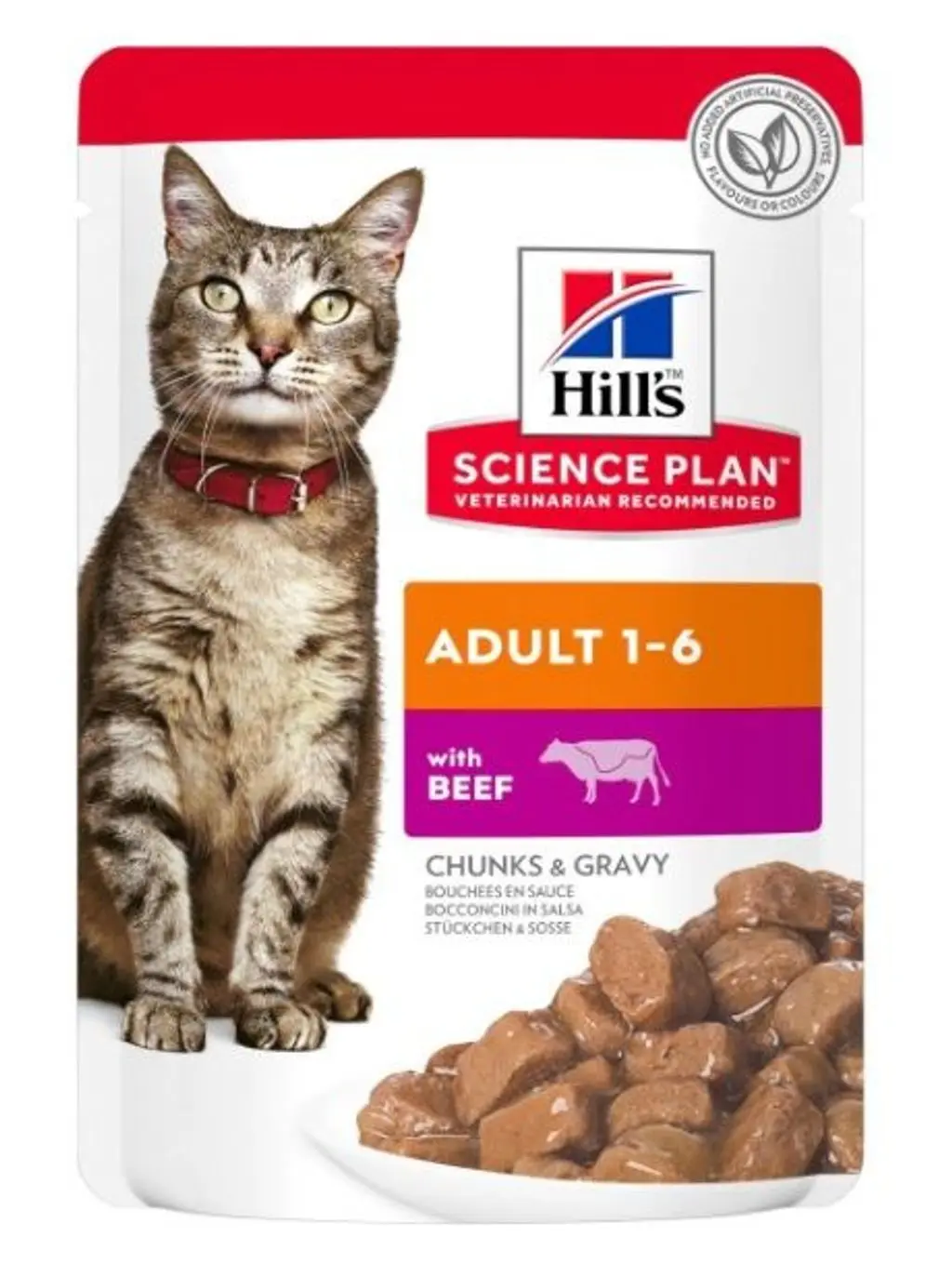 Hills Cat SP Adult 1-6 Wet Chunks & Gravy Beef 85gr