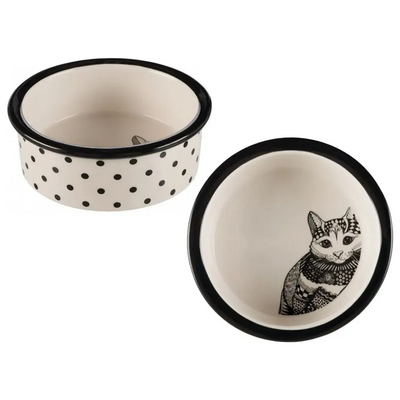 Trixie Zentangle Cat Ceramic Bowl White&Black 0.3l 12cm