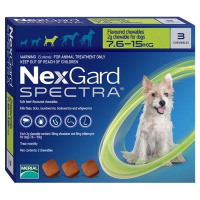 Boehringer Dog Nexgard Spectra 7.5-15Kg 38+8mg 3 Tabs