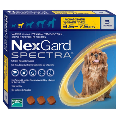 Boehringer Dog Nexgard Spectra 3.5-7.5Kg 19+4mg 3 Tabs