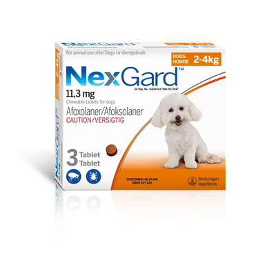 Boehringer Dog Nexgard 2-4Kg 11mg 3 Tabs